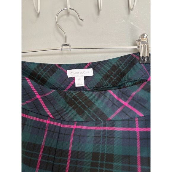 10P CHARTER CLUB Plaid Work Pants Petite Zip Side - Picture 3 of 6